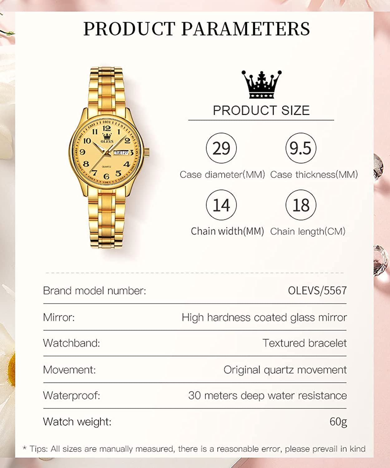 Business Women Watches Day Date,Woman Watches with Silver Gold Stainless Steel,Fashion Luminous Ladies Watches with Black/White Dial,Roman Numeral Womens Watches,Small Face Waterproof Ladies Watches - Image 6